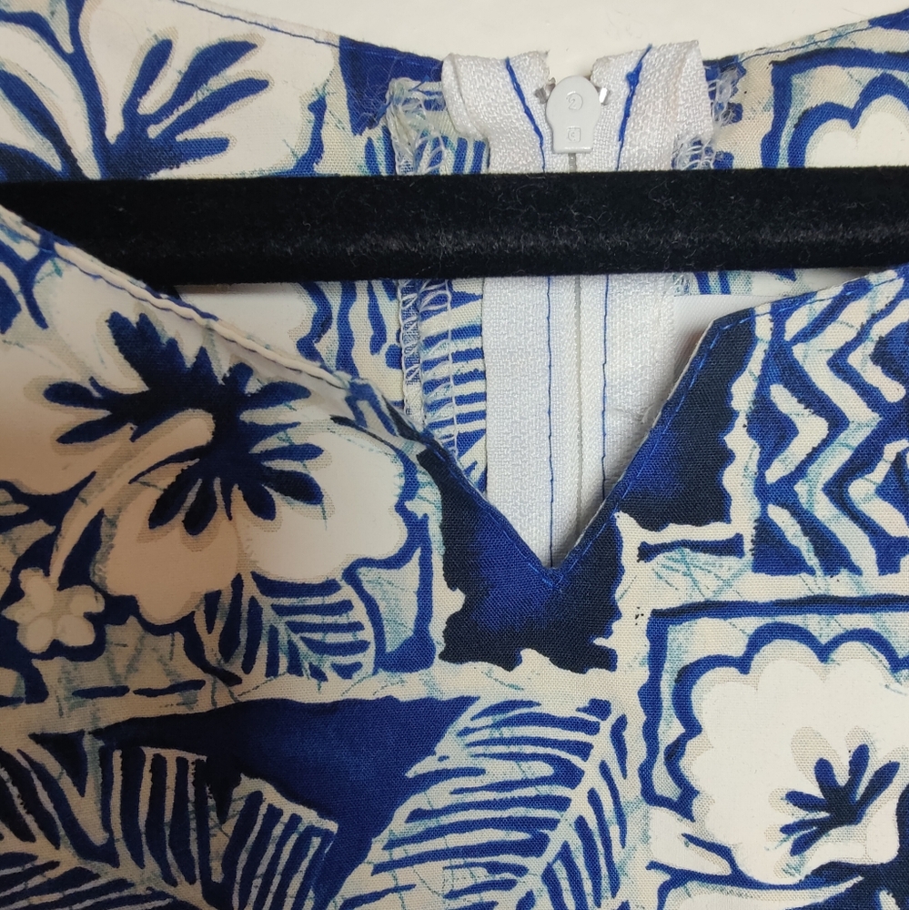 VINTAGE 90s Hawaiian print sleeveless mini shift dress L - Picture 3 of 7
